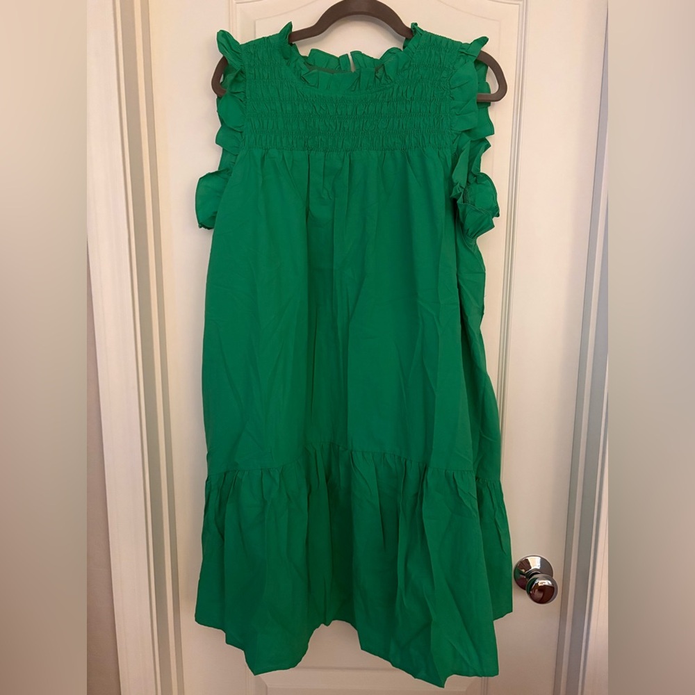 Chic Soul Vibrant Green Ruffled Women’s Plus Size Dress. Loose fitting and light